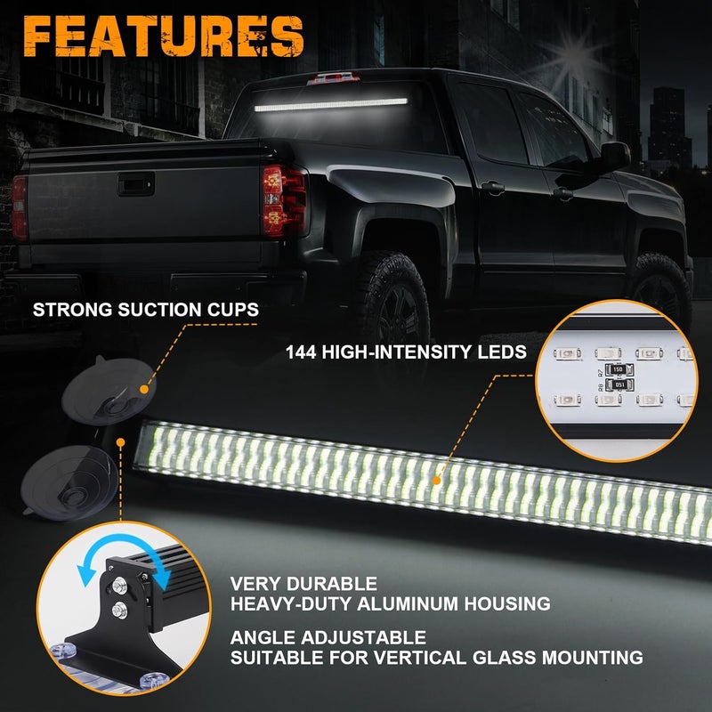 XRIDONSEN 35 Inch Traffic Advisor Light Bar with 144 LED White Strobe Lights for Emergency Vehicles - Image 3
