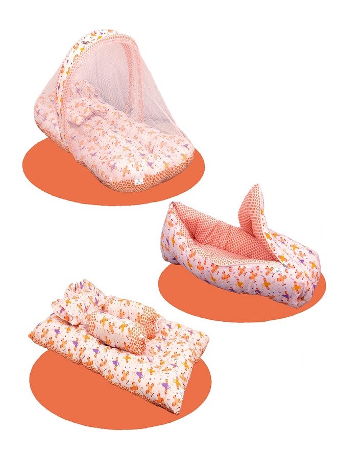 SafeChamp Lite Air Baby 4 Piece Bedding Set with Pillow and 2 Bolsters and Sleeping Bag and Bedding Set Combo (Pack - 3) (Orange) - Image 1