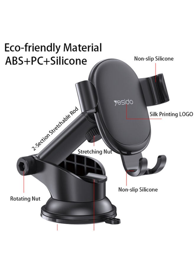 Yesido Car Dashboard Windshield Suction Cup Phone Stand Gravity Holder - Image 2
