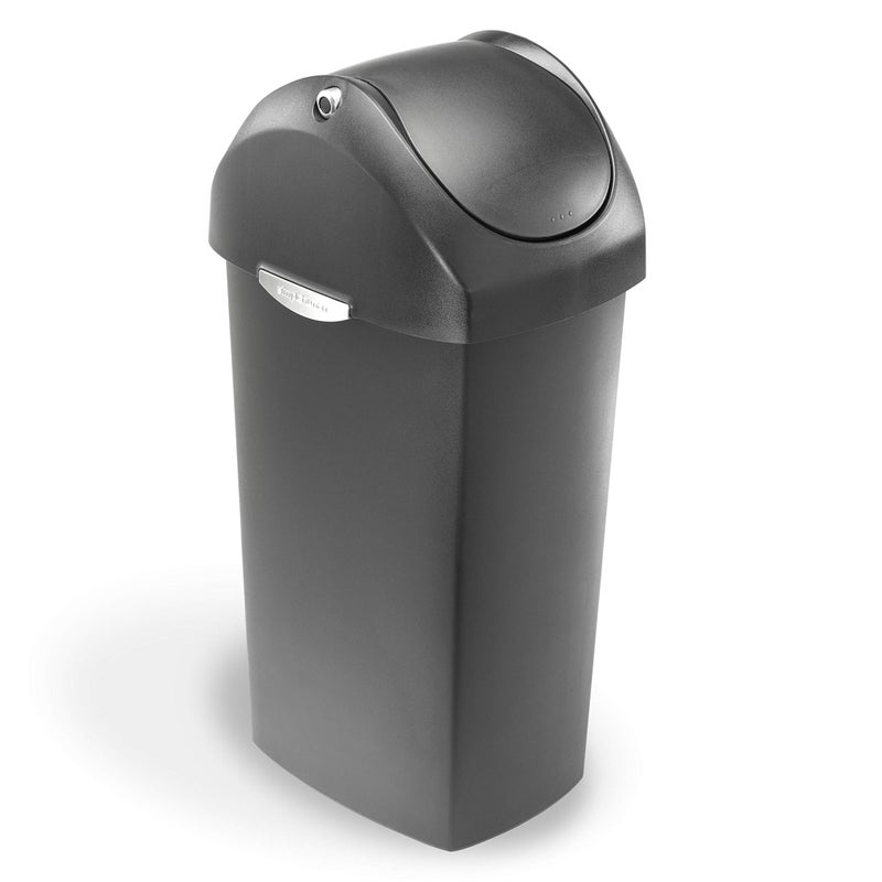 simplehuman 60 Liter / 16 Gallon Swing Lid Trash Can, Grey Plastic - Image 3