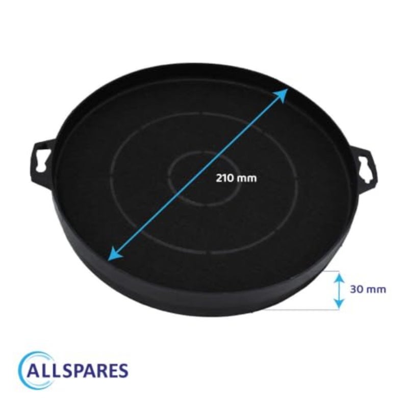 حزمة فلتر كربون منشط مكونة من قطعتين لـ Whirlpool CHF210/1 Bosch 00353121 Bomann KF560 Baumatic S1 Whirlpool AKR688, AKR916, AKR671, AKR659 النوع 210 القطر 210 × 30 مم - Image 3