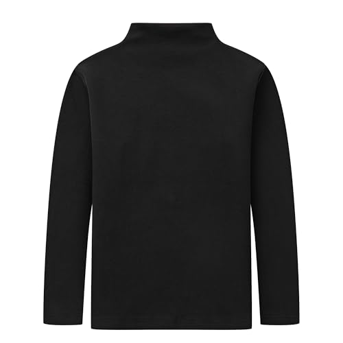 CUNYI Mock Neck Shirts Girls Boys Cotton Thermal Undershirt Long Sleeve Base Layer Tops Tees, Black 160 - Image 2