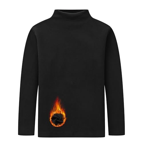 CUNYI Mock Neck Shirts Girls Boys Cotton Thermal Undershirt Long Sleeve Base Layer Tops Tees, Black 160 - Image 1