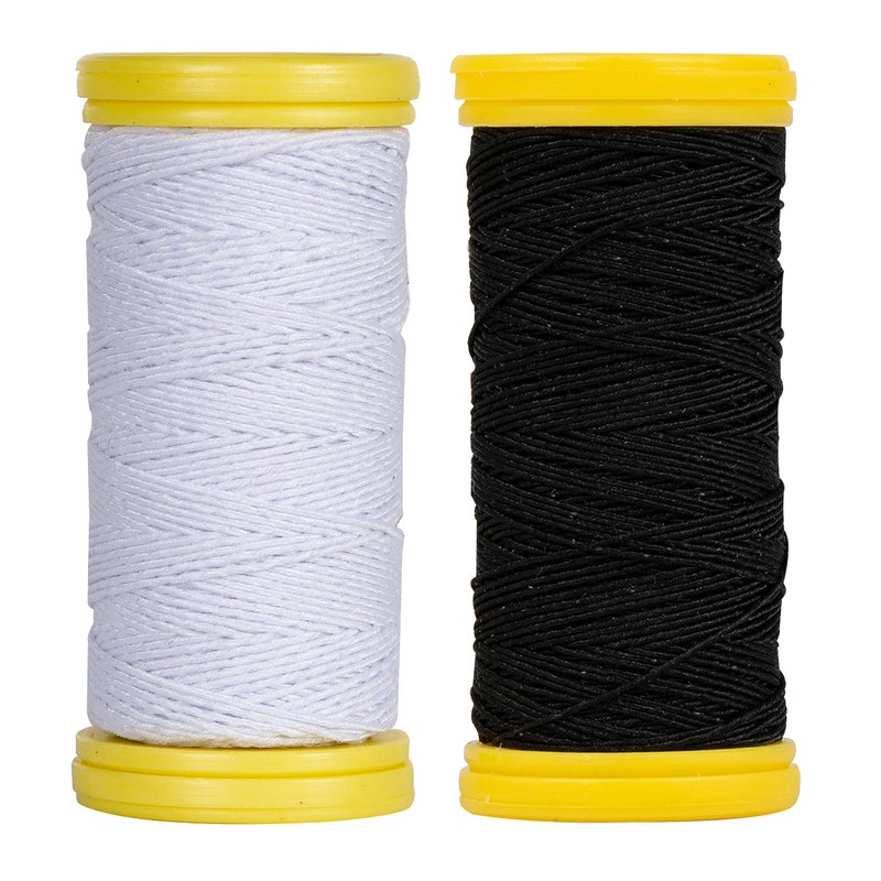 Shirring Elastic for Sewing Elastic Thread Shearing Elastic Black and White Set of 2 x 20m