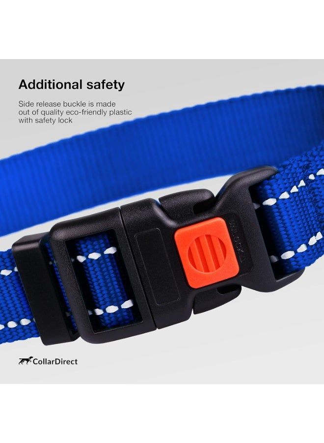 CollarDirect Reflective Dog Collar for a Small, Medium, Large Dog or Puppy with a Quick Release Buckle - Boy and Girl - Nylon Suitable for Swimming (18-26 Inch, Blue) - Image 3