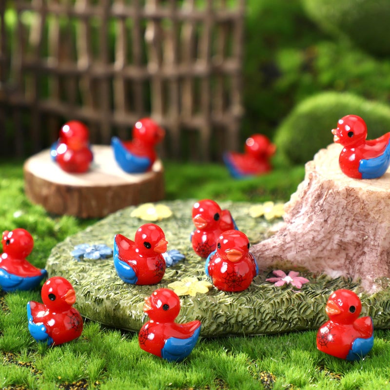 RoundFunny 60 Pcs Mini Resin Spiderweb Ducks Tiny Duck Miniature with Spiderweb Small Resin Animals Figures Landscape Decor for Home Office Car Decor Festive Gift - Image 2