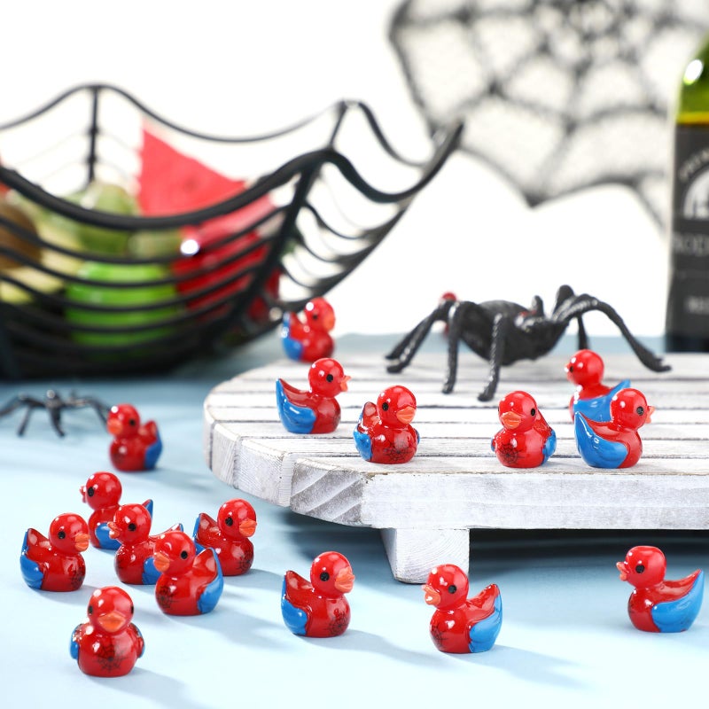RoundFunny 60 Pcs Mini Resin Spiderweb Ducks Tiny Duck Miniature with Spiderweb Small Resin Animals Figures Landscape Decor for Home Office Car Decor Festive Gift - Image 4