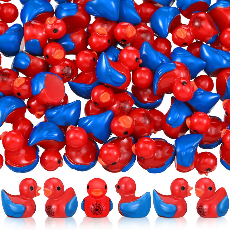 RoundFunny 60 Pcs Mini Resin Spiderweb Ducks Tiny Duck Miniature with Spiderweb Small Resin Animals Figures Landscape Decor for Home Office Car Decor Festive Gift - Image 1