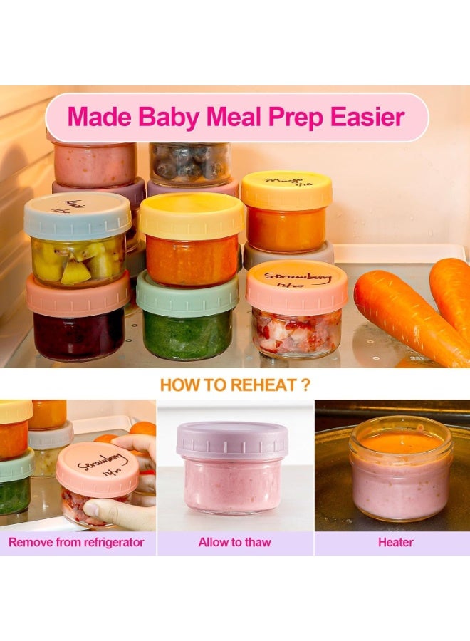 JOGAMS 6Pcs Small Glass Containers with Lids 4 oz Freezer Safe Baby Food Storage Jars  - Image 5