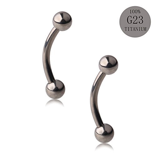 Ruifan 16g Rook Piercing Jewelry Titanium Externally Threaded Curved Barbell Eyebrow Tragus Helix Conch Lobe Labret Earrings Lip Rings Body Piercing Jewelry For Women Men 6mm Ball - Image 2