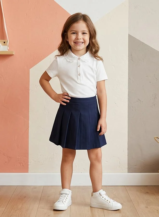 Babies & More Babies & More Toddler Girls Off-White Collar Polo Shirt
