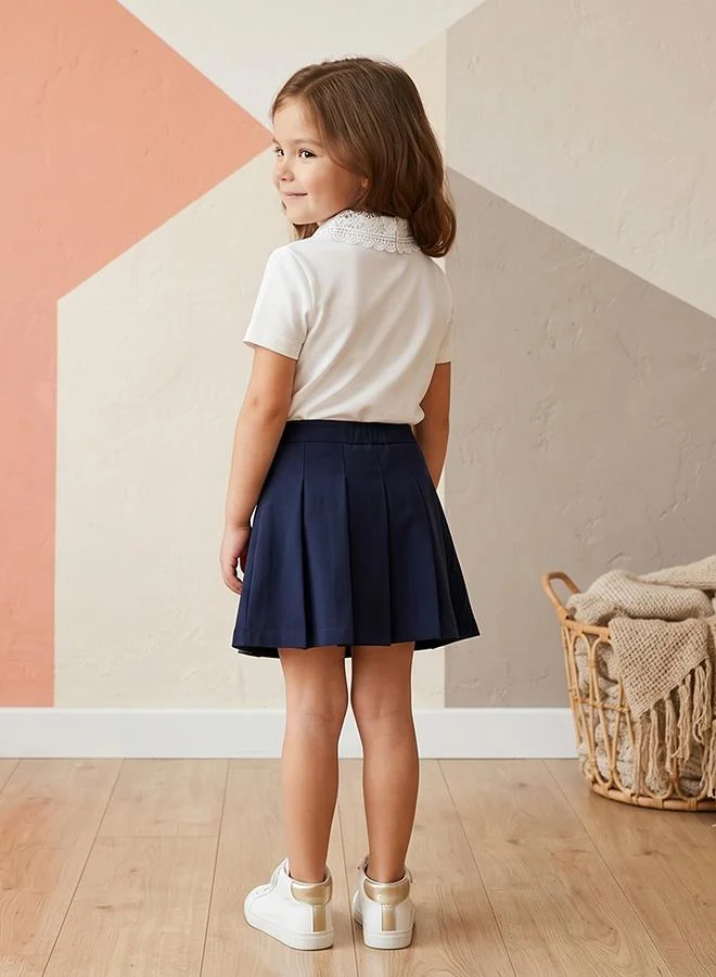 Babies & More Babies & More Toddler Girls Off-White Collar Polo Shirt
