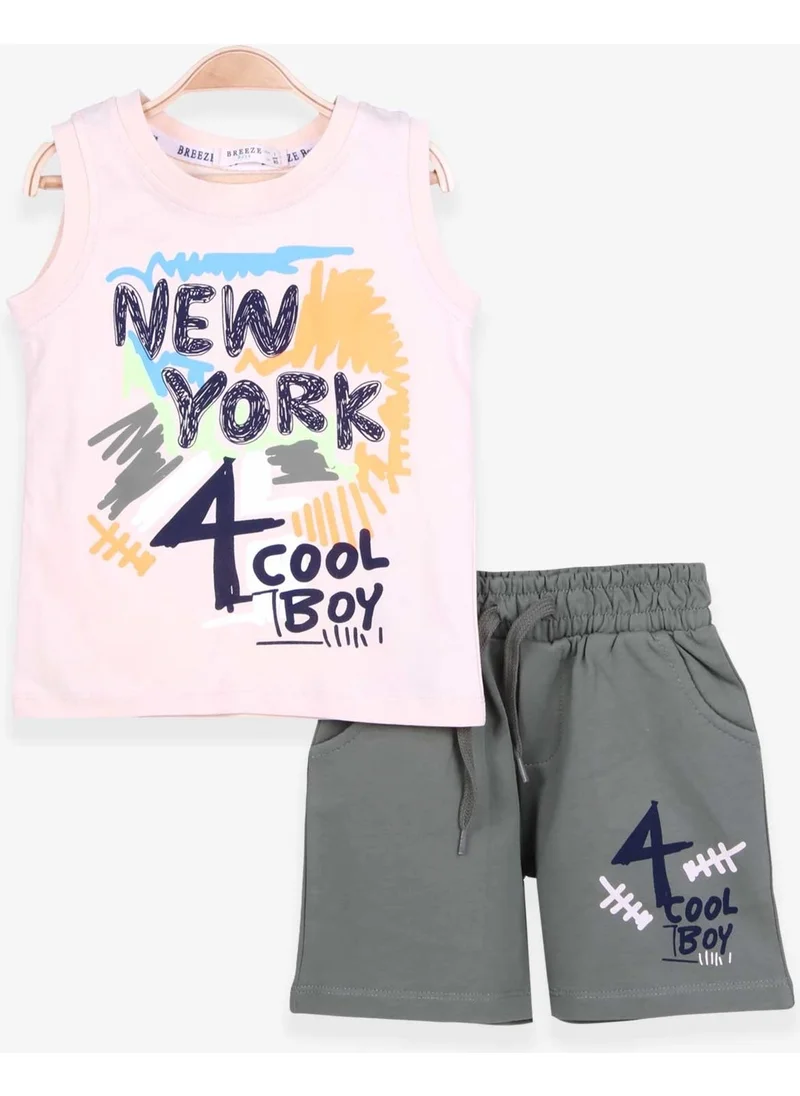 Breeze Boys Shorts Set Printed Cream (1-4 Years)