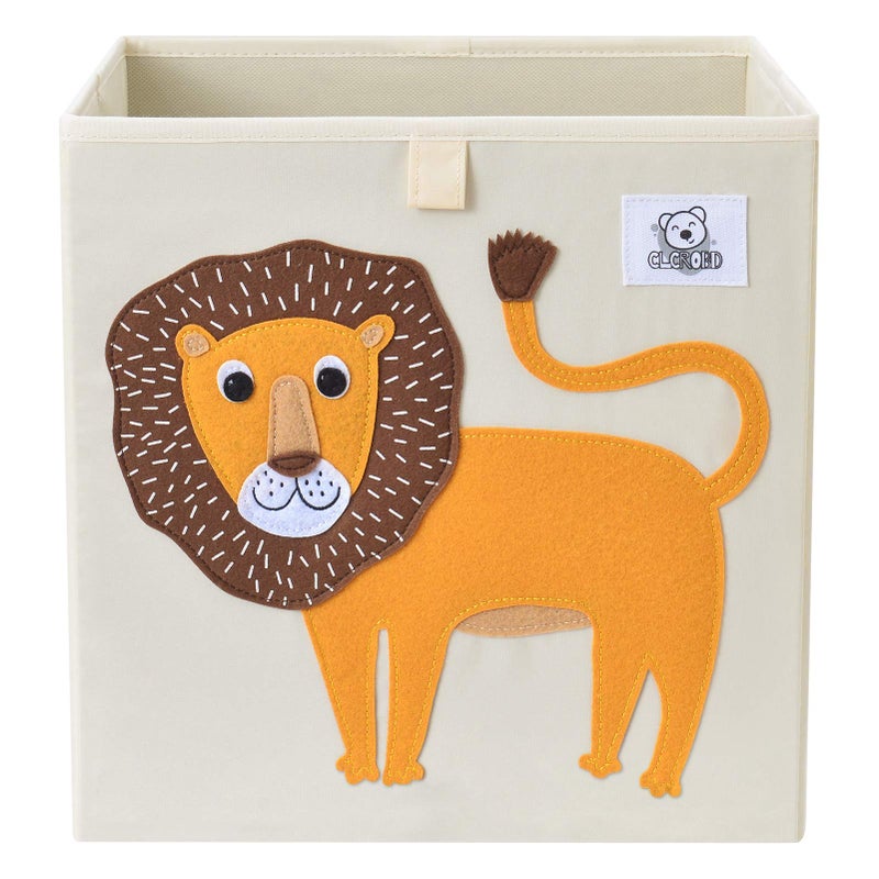 CLCROBD Foldable Animal Cube Storage Bins Fabric Toy BoxChestOrganizer for ToddlerKids Nursery Playroom 13 inch Lion