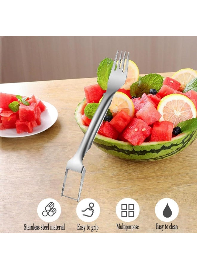 2-in-1 Watermelon Fork, 2PCS Watermelon Slicer Cutter Summer Watermelon Fruit Cutting Fork,watermelon Fork Slicer Cutter Stainless Steel Fruit Cutter Carving Tool for Home Party Family Camping - Image 4