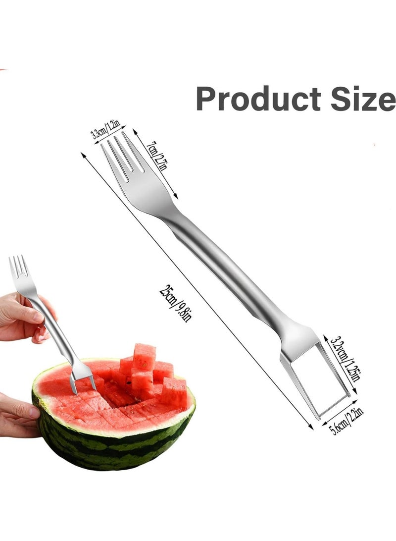 2-in-1 Watermelon Fork, 2PCS Watermelon Slicer Cutter Summer Watermelon Fruit Cutting Fork,watermelon Fork Slicer Cutter Stainless Steel Fruit Cutter Carving Tool for Home Party Family Camping - Image 5