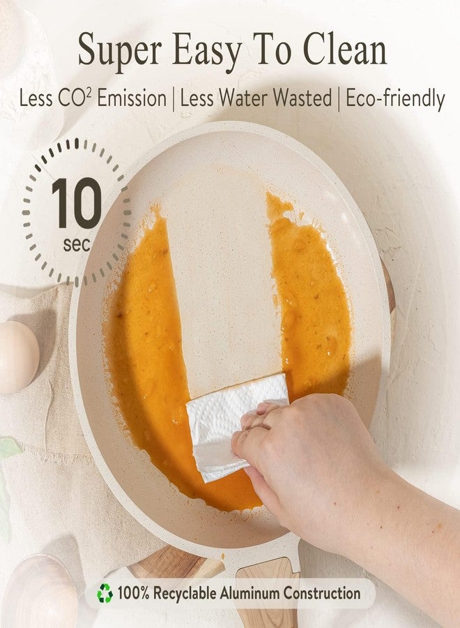 CAROTE Non Stick Frying Pans,Nonstick Granite Fry Pan Egg Pan Omelet Pans, Stone Cookware Chef's Pan, PFOA Free,(White Granite, 8-Inch) - Image 5