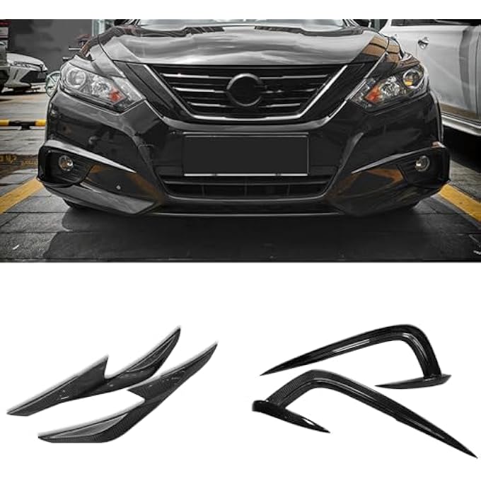 AUSMILA Carbon Fiber Front Bumper Lip Splitter Fins Kit for Nissan Altima Teana 2016 2017 2018 - Image 1