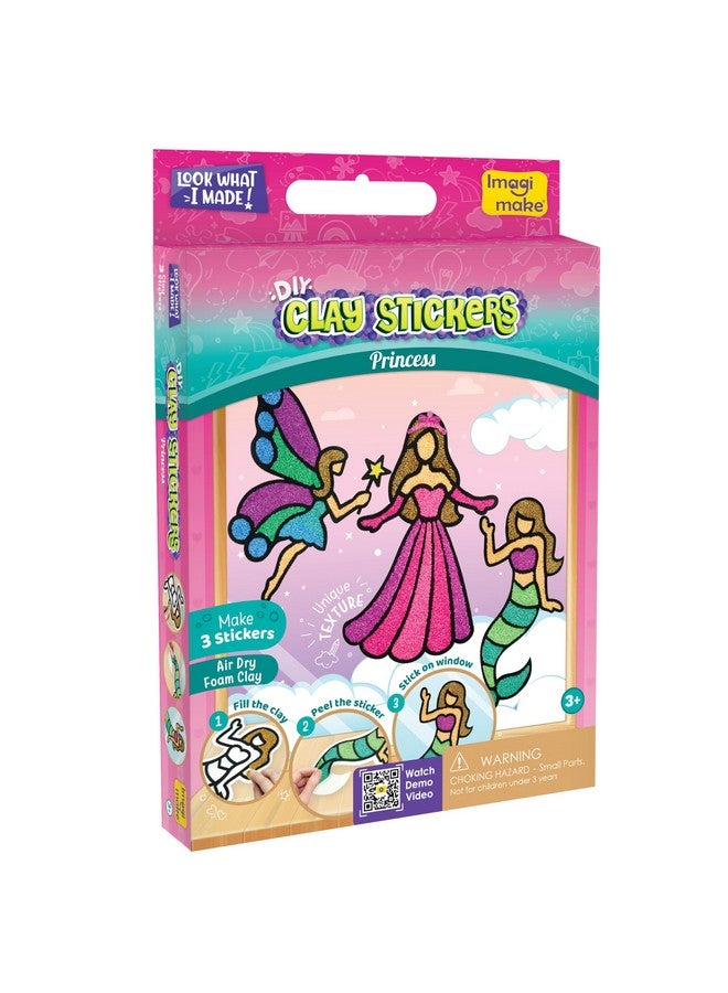 Imagimake Clay Stickers: Princess | Create 3 Unique DIY Stickers Using Air Dry Clay | No Mess, Travel-Friendly | Return Gifts | Birthday Gifts for Kids Ages 3,4,5,6,7,8, Multicolor - Image 1