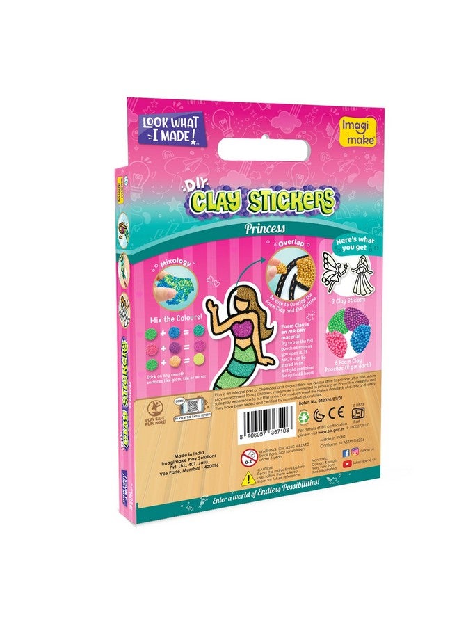Imagimake Clay Stickers: Princess | Create 3 Unique DIY Stickers Using Air Dry Clay | No Mess, Travel-Friendly | Return Gifts | Birthday Gifts for Kids Ages 3,4,5,6,7,8, Multicolor - Image 2