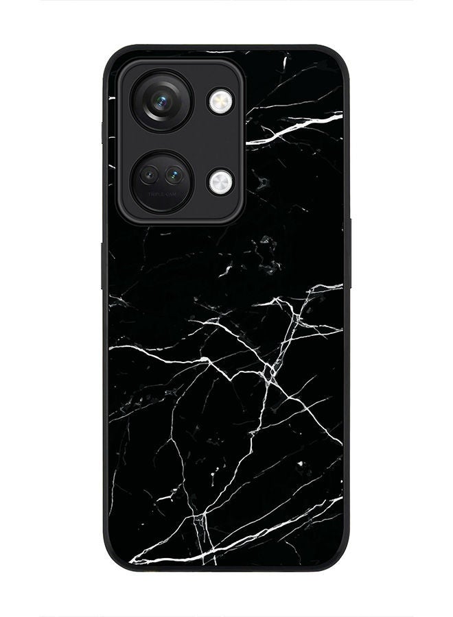 Stylizedd Rugged Black edge case for ONEPLUS NORD 3 5G / OnePlus Ace 2V, Slim fit Soft Case Flexible Rubber Edges Anti Drop TPU Gel Thin Cover -  Marble Print Black - Image 1