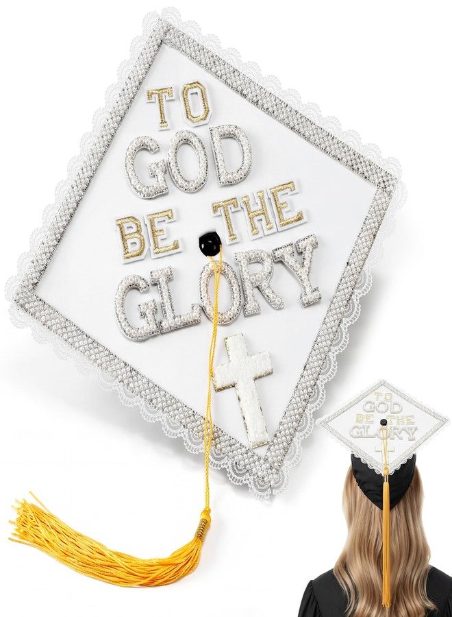 Fuyoooo Religious Graduation Cap Topper Inspired Grad Hats Topper Pearls Grad Cap Decorations Cross 2026 Congrats Crafts Graduation Gifts Class of 2026 Graduating Hats Decoration - Image 1