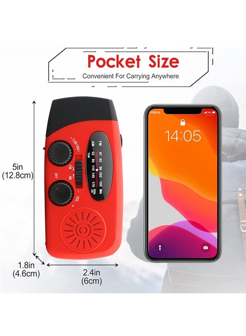 Solar Flashlight Emergency Hand Crank Radio With Solar Power - AM/FM/NOAA Weather Radio With Flashlight & SOS Hand Crank Solar Powered Weather Radio With SOS