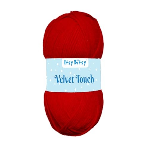 itsy-bitsy Itsy Bitsy Velvet Touch Knitting Yarn 100% Acrylic Red 200m 100g | Soft Aran Weight Crochet & Knitting Wool for DIY Projects & Handmade Creations Crafting - Image 1