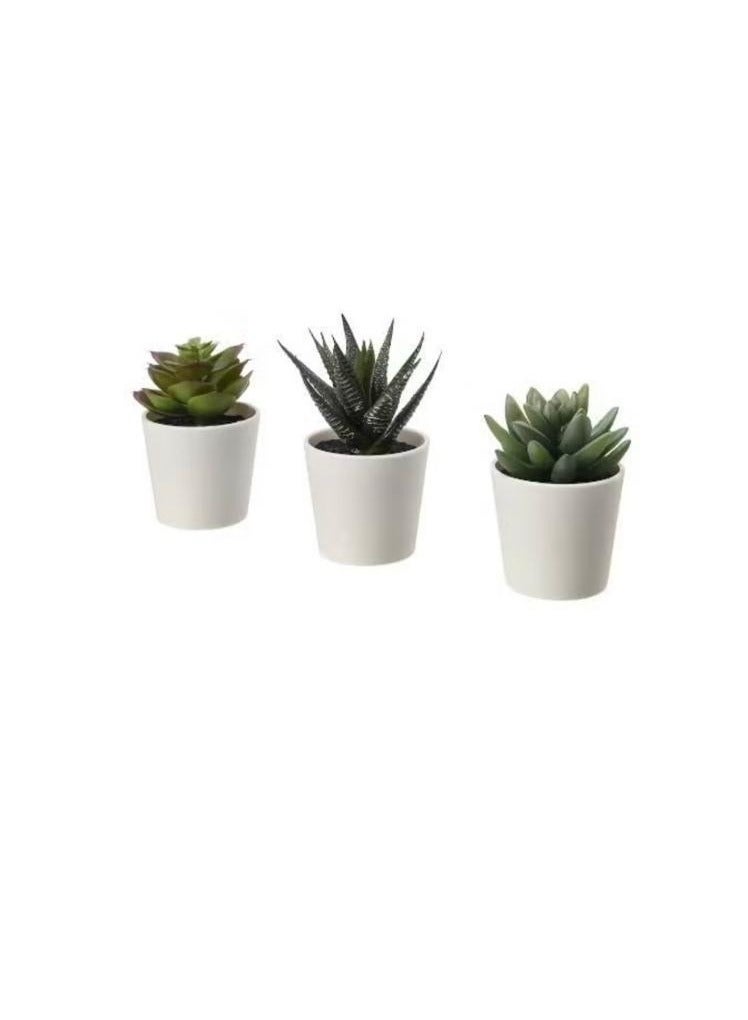 Artificial plant with pot, indoor outdoor, succulent tree, size 6 cm, 3 pieces - Image 1