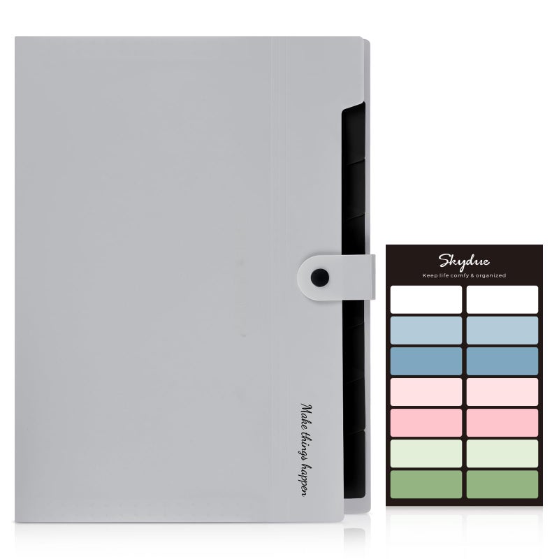 SKYDUE Accordion File Organizer, 8 Pockets Expanding File Folders, Portable Document Paper Organizer, Home College School Office Supplies, Letter Size Gray - Image 2