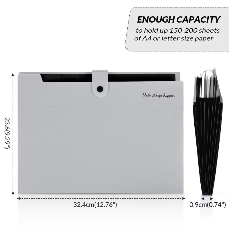 SKYDUE Accordion File Organizer, 8 Pockets Expanding File Folders, Portable Document Paper Organizer, Home College School Office Supplies, Letter Size Gray - Image 5