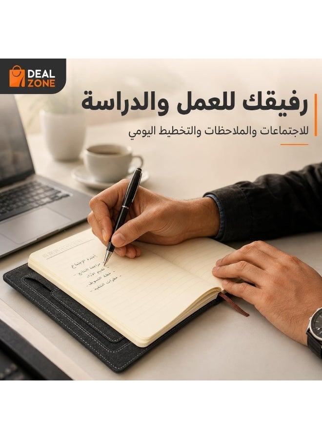 Elegant notebook/agenda with a luxurious fabric cover and front pocket - Image 2