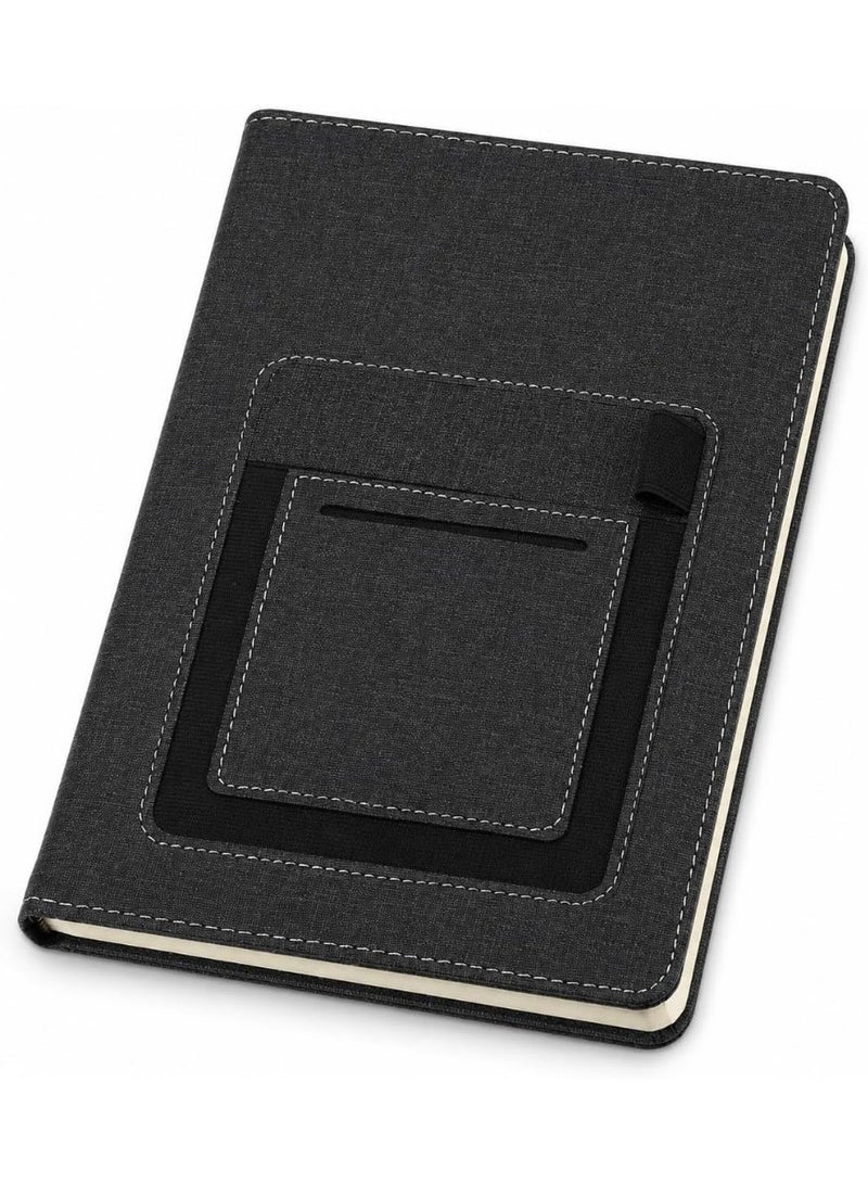 Elegant notebook/agenda with a luxurious fabric cover and front pocket - Image 1