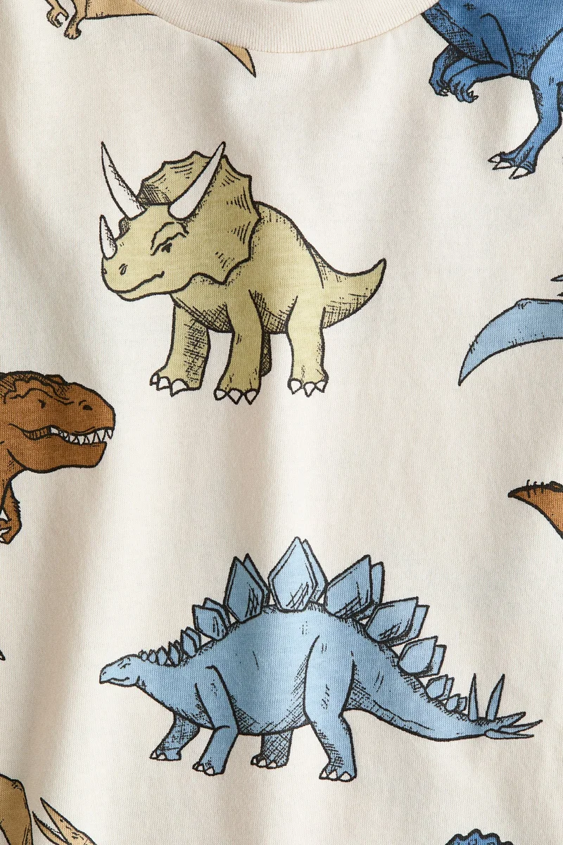 اتش اند ام تي-شيرت من القطن مزين بطبعات