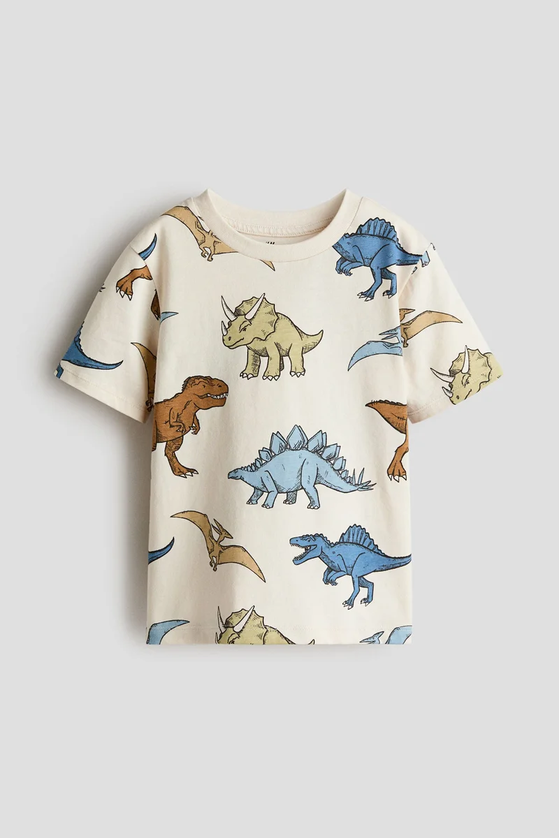 اتش اند ام تي-شيرت من القطن مزين بطبعات