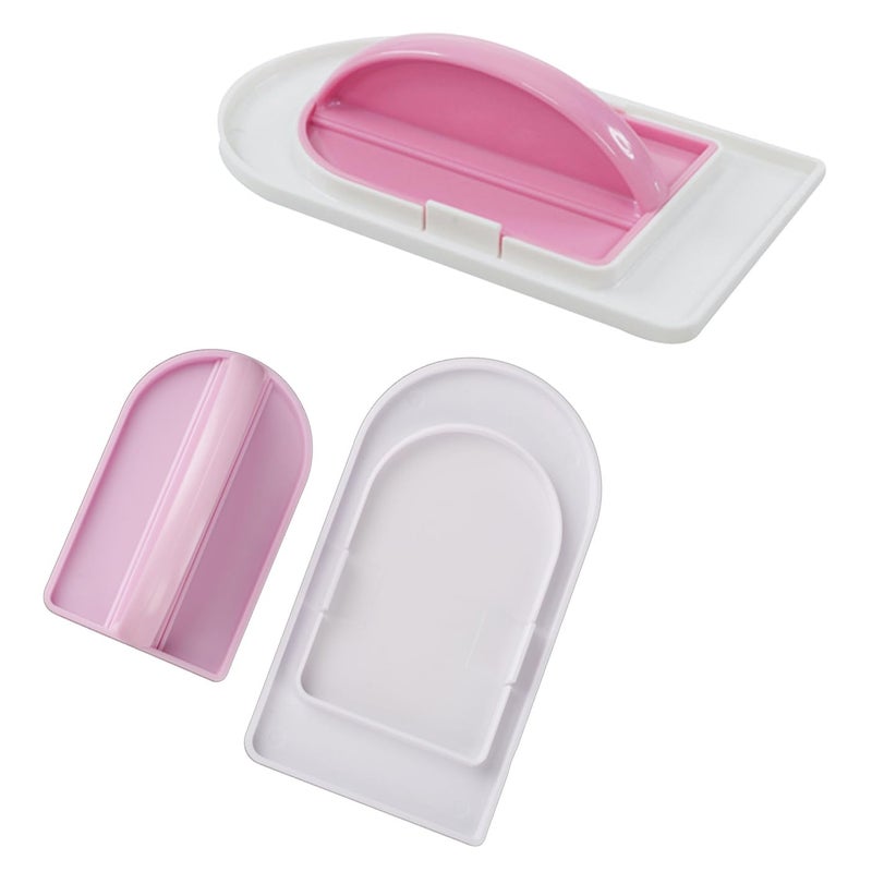 lasenersm 2 Pieces 2-In-1 Cake Smoother Tool Scraper With Handle Detachable Cake Icing Trowel Fondant Icing Smoother Polisher Cake Icing Smoother Cake Surface Smoother For Cakes Decorating  Pink - Image 1