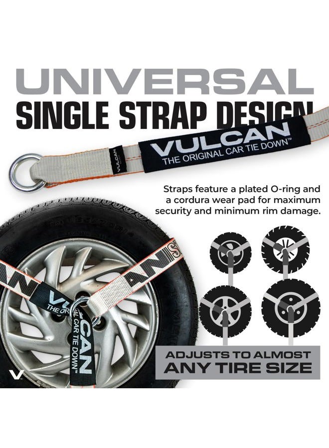 VULCAN Car Tie Down with Flat Hooks - Lasso Style - 2 Inch x 96 Inch - 4 Pack - Silver Series - 3,300 Pound Safe Working Load - Image 4