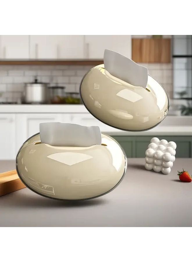 حامل علبة المناديل الحديث، منظّم طاولات بسيط، موزّع مفتوح، بلاستيك متين، تصميم موفر للمساحة، باللون الأبيض الحليبي - Image 3