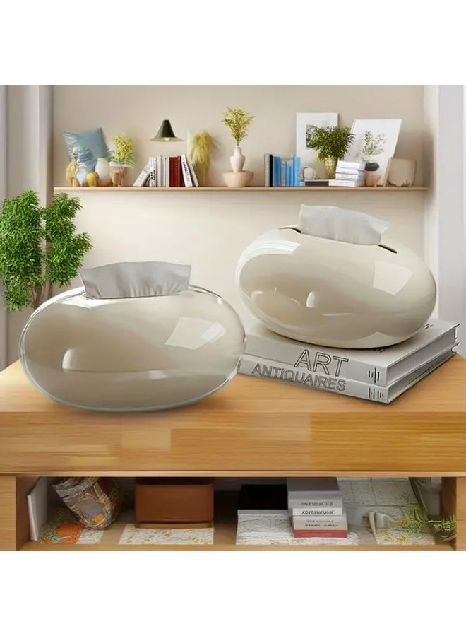 حامل علبة المناديل الحديث، منظّم طاولات بسيط، موزّع مفتوح، بلاستيك متين، تصميم موفر للمساحة، باللون الأبيض الحليبي - Image 2