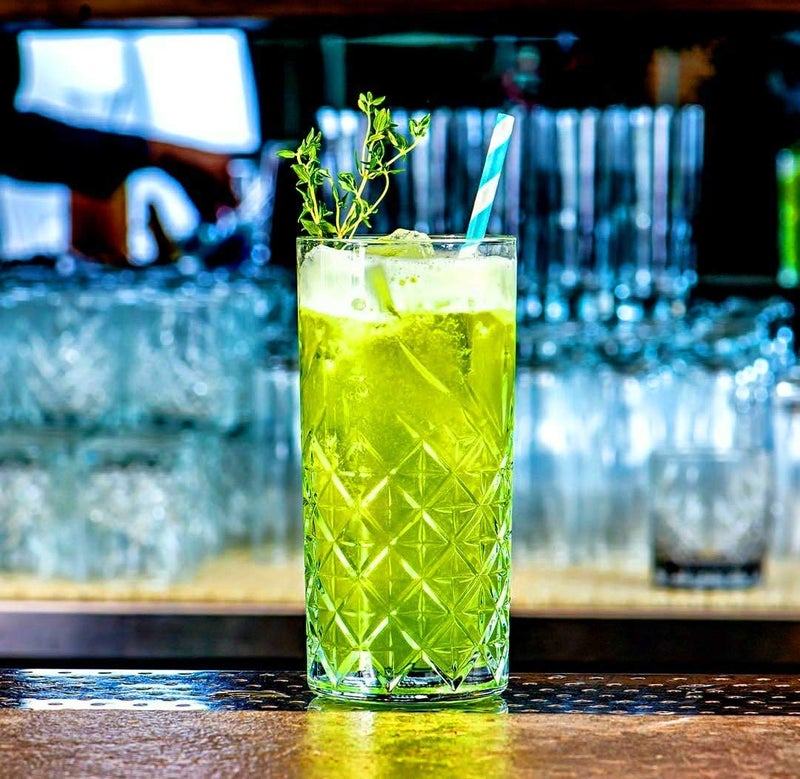 KELVEE كؤوس كيلفي الطويلة مجموعة من 6 أكواب شرب زجاجية مصممة بنقوش عصرية وأنيقة آمنة للغسالة 300 مل - Image 5