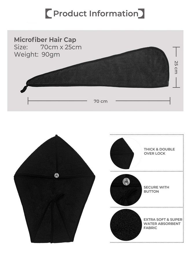SOFTSPUN Microfiber Hair Cap Silk Banded Edge 1 Pcs 70X25 Cm Black 380Gsm Super Absorbent Quick Dry Hair Turban For Drying All Kinds Of Hair Straight Or Curly Short Or Long Thin Or Thick Hair. - Image 5