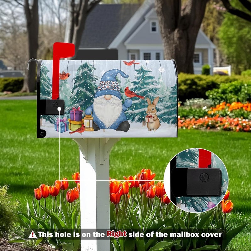 Farg Winter Gnome Mailbox Covers Magnetic Christmas Tree Snowflakes Mailbox Cover Standard Size 21 x 18 Inch Winter Cardinal Birds Snow Holiday Mail Box Wraps for Farmhouse Garden Yard Decor - Image 5