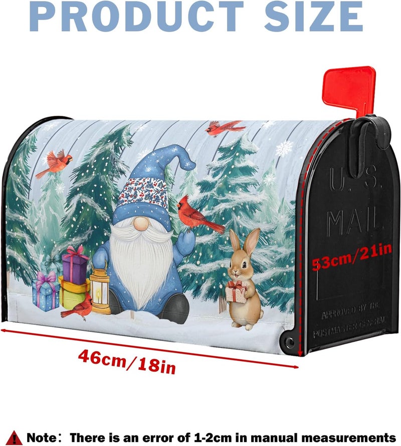 Farg Winter Gnome Mailbox Covers Magnetic Christmas Tree Snowflakes Mailbox Cover Standard Size 21 x 18 Inch Winter Cardinal Birds Snow Holiday Mail Box Wraps for Farmhouse Garden Yard Decor - Image 3