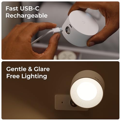 Xech Rechargeable Magnetic Wall Light | Stick-On or Screw Mount | Touch Control LED Lamp | 3 Brightness Levels | USB-C Warm White Light | Rotatable Detachable Head (Magmount) (White) - Image 5