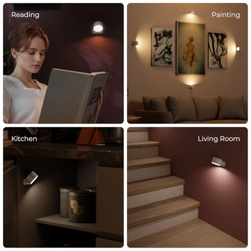 Xech Rechargeable Magnetic Wall Light | Stick-On or Screw Mount | Touch Control LED Lamp | 3 Brightness Levels | USB-C Warm White Light | Rotatable Detachable Head (Magmount) (White) - Image 3