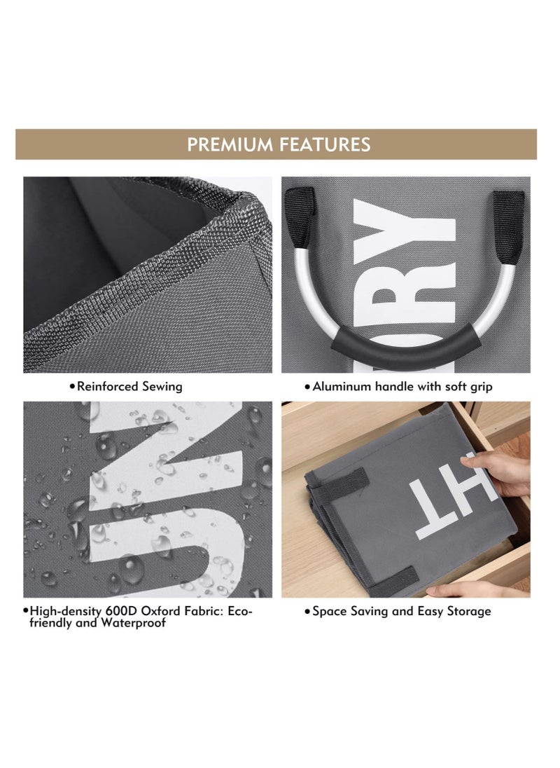 Generic 40L Collapsible Laundry Basket, Freestanding Tall Clothes Hamper, Foldable Hamper Basket Bags, Suitable for Bedroom, Bathroom, Laundry Room (Dark Grey)  - Image 4