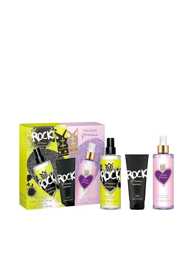 VERA WANG - Vera Wang Princess  Rock Princess Body Mist 2 and Shower Gel 3 Piece Gift Set Notes of Peach Jasmine and Vanilla Womens Fragrance Long Lasting Everyday Fragrance - Image 1