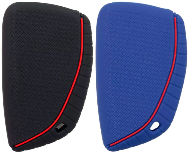REPROTECTING Silicone Rubber Key Fob Cover Compatible with 2026-2022 Chevy Chevrolet Silverado 1500 GMC Sierra 1500, 2026-2024 Silverado Sierra 2500HD 3500HD (Black Blue) - Image 2