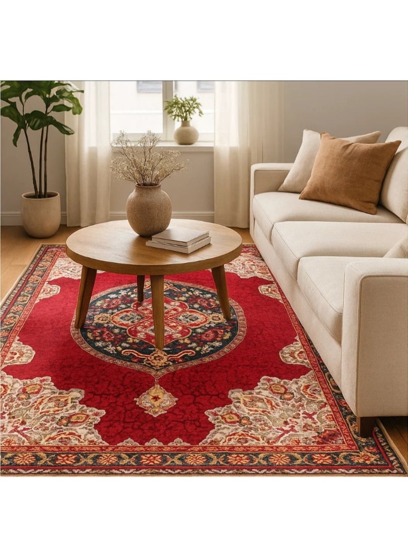 LINGWEI Area Rug Vintage Traditional Area Rug 200x300cm Kitchen Floor Cover Foldable Thin Rug Indoor Mat for Bedroom Living Room Dining Room - Image 4