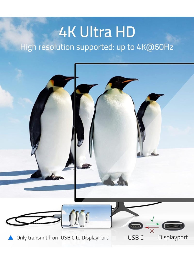 Syntech USB C to DisplayPort Cable[4K@60Hz], Thunderbolt 3 to DisplayPort Cable Compatible with MacBook Air/Pro 2020 iPad Mini/Pro 2021 iMac 2021 iPad Air 4 Samsung Galaxy S10/S9, Dell XPS, etc. 1.8m - Image 3